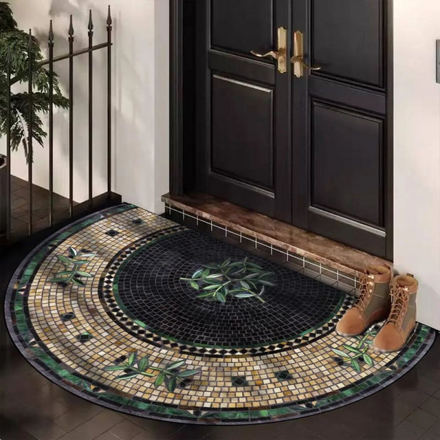 VIKAMA Retro-Mosaik-Halbrund-Fußmatte, rutschfest und waschbar, Mehrfarbig, B: 60,0 cm, T: 40,0 cm - Bild 1
