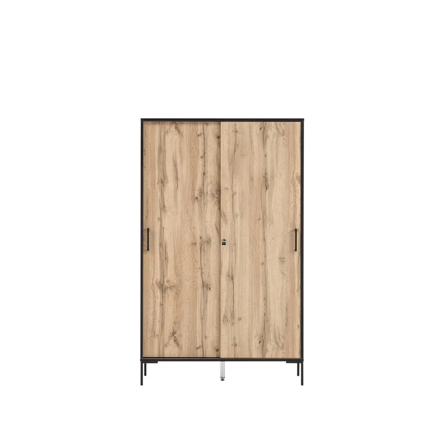 PROREGAL Schiebtürenschrank Panda Tall in Eiche, Büro Schrank mit 2 Schiebetüren und internen Regalböden, H x B x T: 165 x 100 x 41 cm - Bild 2