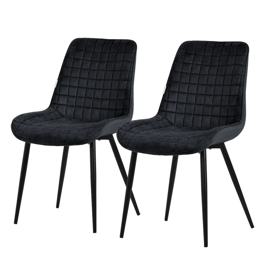 ML-Design Esszimmerstuhl 2er Set Schwarz mit Samtbezug und Stahlbeinen - Bild 2