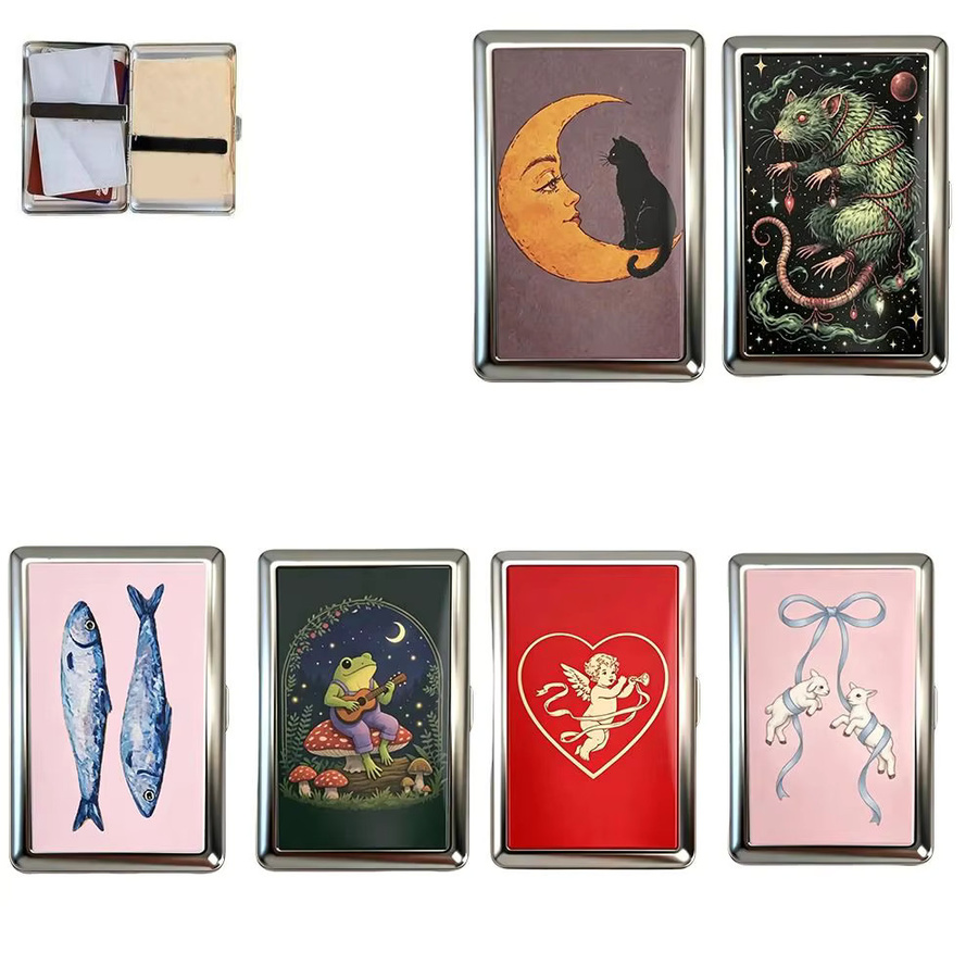 Vintage Kartenetui aus Metall mit Print, kompakter Kartenhalter und Reise-Organizer, Mehrfarbig - Bild 3