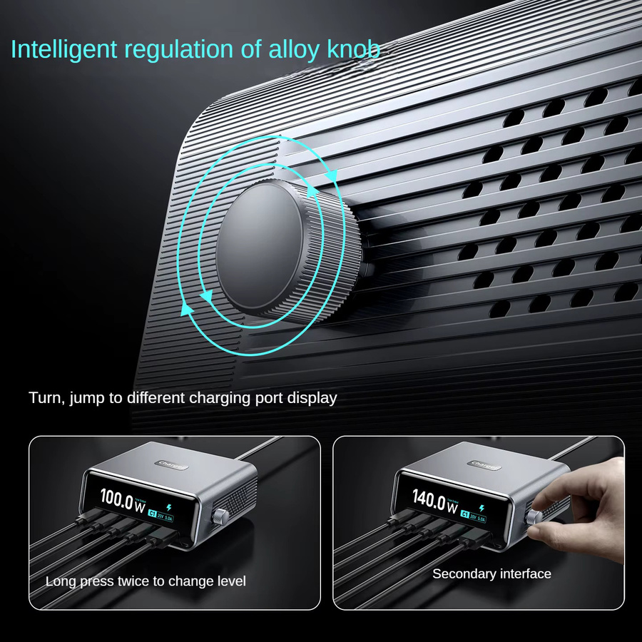 Deepartner 100W GaN Smart Multi-Port Desktop-Ladegerät mit 5 Ports (4x USB-C, 1x USB-A) für schnelles Laden von Handys und Tablets - Bild 4