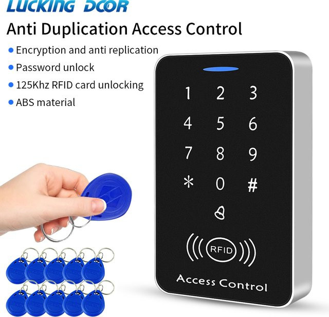 LUCKING DOOR Standalone RFID-Zugangskontrollsystem mit 125kHz Kartenleser und Tastatur in Schwarz - Bild 1