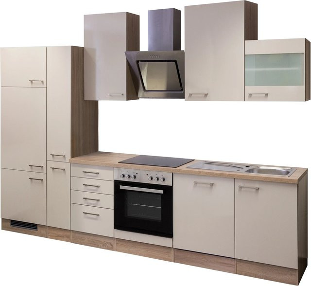 Flex-Well Küchenzeile Nepal Modern in Beige mit HPL-Arbeitsplatte, Breite: 310 cm - Bild 1