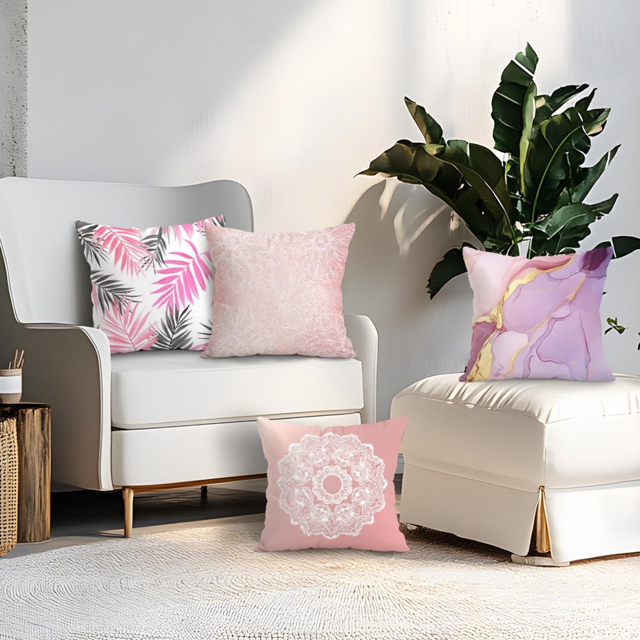 Dekorativer Kissenbezug im Bohème-Stil von JMG Clothing, Rosa Floral, Polyester, B/H: 45 x 45 cm - Bild 3