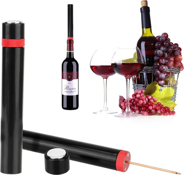 Wein Korkenzieher mit Luftdruckpumpe und Glas-Pin in Schwarz zum Öffnen von Weinflaschen - Bild 1