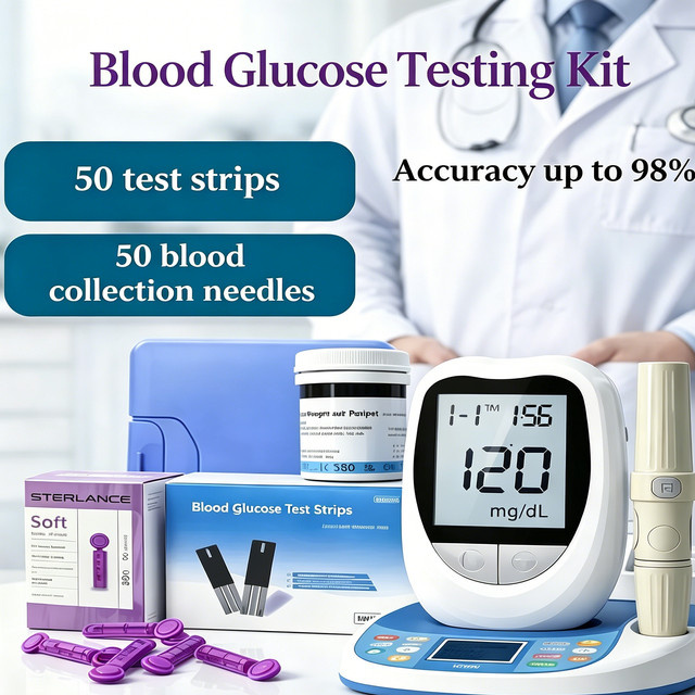 AiQUE Blutzuckermessgerät Diabetes-Testkit in Weiß inklusive 50 Teststreifen und 50 Lanzetten - Bild 1