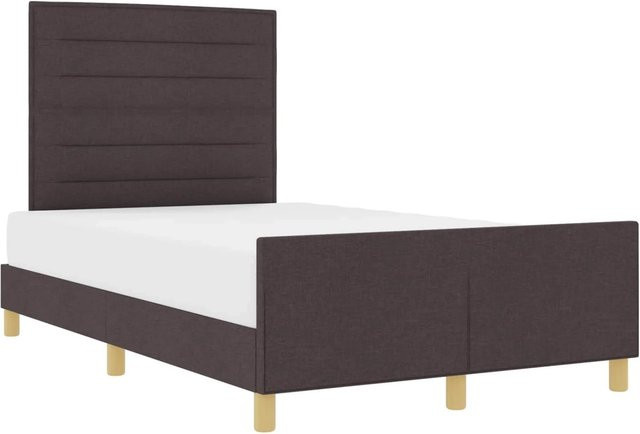 vidaXL Bettgestell mit Kopfteil in Dunkelbraun, gepolstert, Breite: 160 cm, Tiefe: 200 cm, Höhe: 166 cm - Bild 1