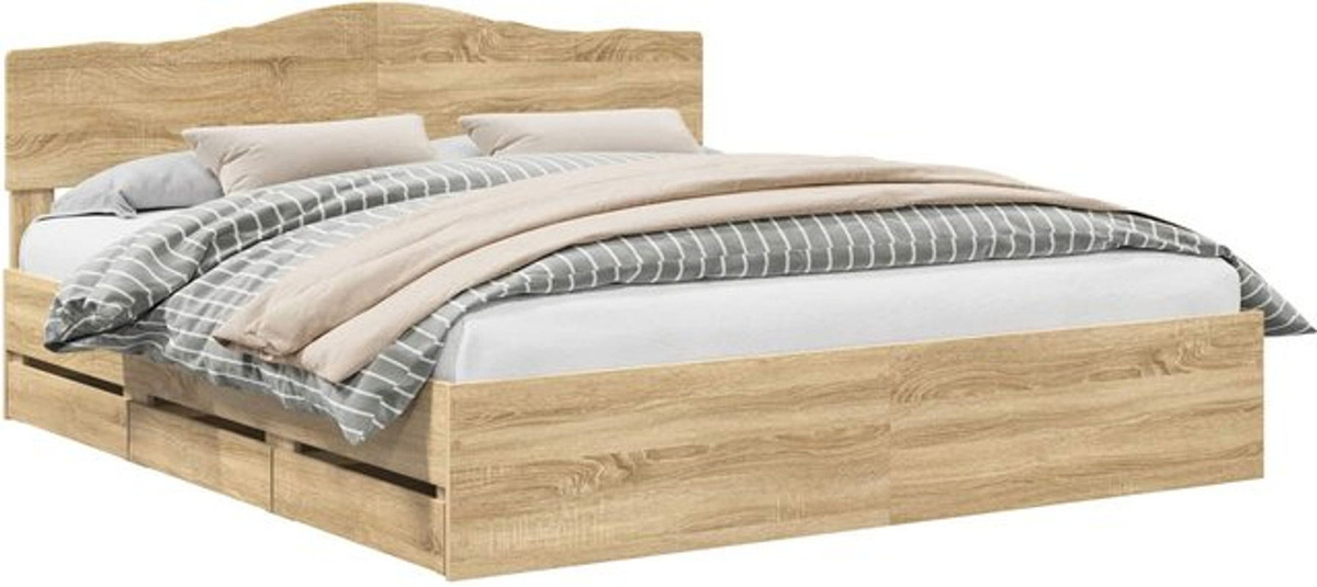 Bettrahmen Funktionsbett Sonoma-Eiche vidaXL, Farbe: Braun/Eiche Natur, B/T/H: 200 x 200 x 90 cm - Bild 1