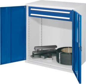 Kappes Schwerlastbeistellschrank Mod. 64 in Lichtgrau mit Vollblechtüren, 2 Schubladen und Schloss, B/T/H: 60 x 60 x 111 cm - Bild 1