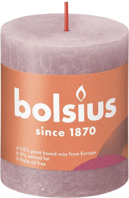 Bolsius Rustik-Kerze Shine Eschenrose in Rosa/Pink, Durchmesser: 68 mm, Höhe: 80 mm - Bild 1