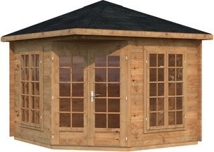 Palmako Holz-Pavillon Melanie in Braun mit Fußboden und Chaletschnitt, B/H/T: 280 x 297 x 280 cm - Bild 3