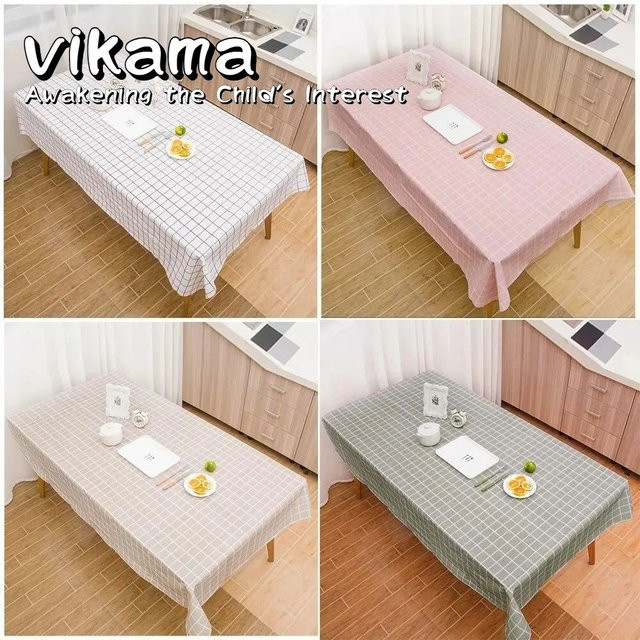 VIKAMA Rechteckige Tischdecke in Karo-Optik, abwischbare Leinen-Tischdecke für Partys und Hochzeiten - Bild 1