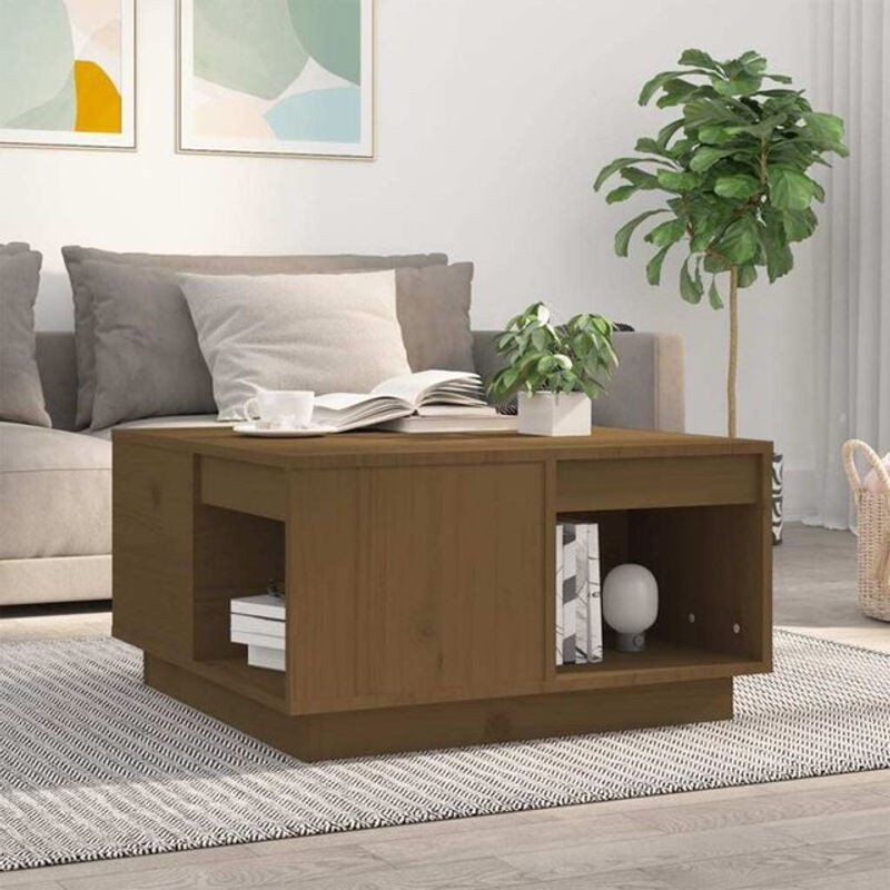 Vidaxl Couchtisch aus Massivholz Kiefer in Braun im Landhausstil, B: 60 cm, T: 61 cm, H: 32,5 cm - Bild 1