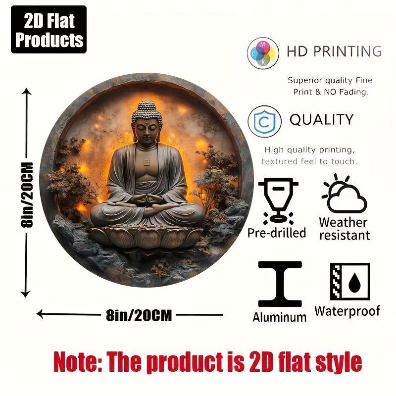 Kreisförmiges Buddha-Statue Deko-Schild aus Aluminium und Metall von Potdemiel - Bild 2