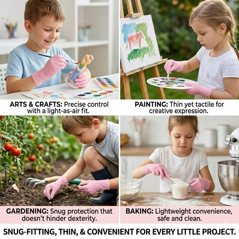 INMAICH Einweg-Handschuhe für Kinder von 4-12 Jahren, latexfrei und puderfrei, Farbe: pink - Bild 4