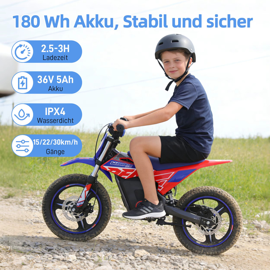 Vankel Elektrisches Kindermotorrad, Blau, ab 4 Jahre - Bild 4