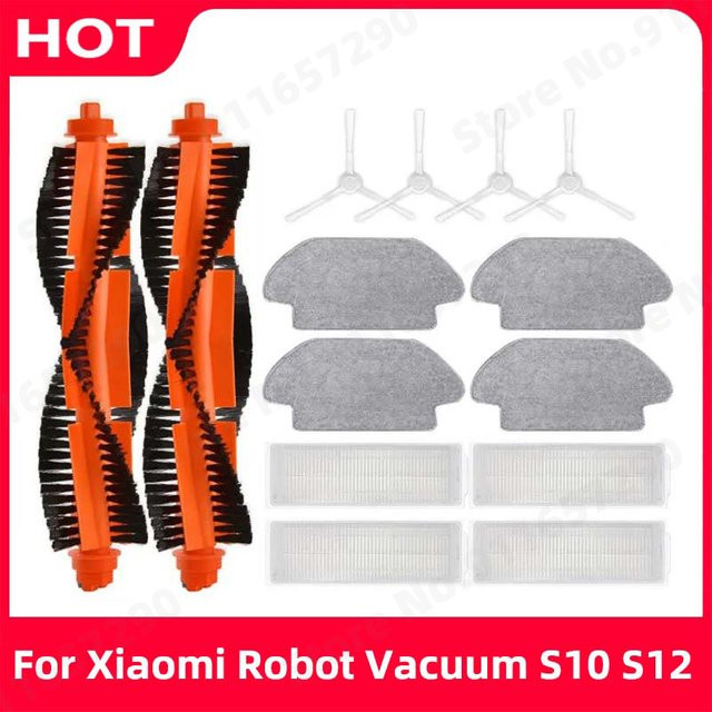 Roborock Zubehör-Set für S10 S12 B106GL mit HEPA-Filter, Hauptseitenbürste und Mop-Tuch aus Kunststoff - Bild 1