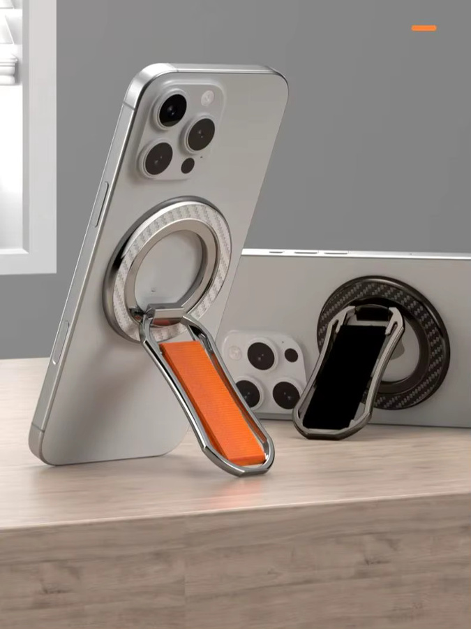 WSSHE Magnetischer Ring-Handyhalter in Orange, faltbarer und drehbarer Schreibtisch-Schnallenhalter für iPhone 17 16 15 14 13 - Bild 6