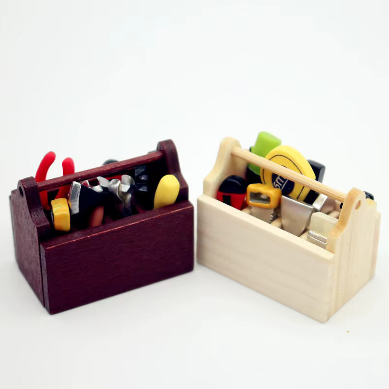 GCDHome Puppenhaus Miniatur Toolbox, Werkzeuge Sets, Zubehör, Holz, Bunt / Mehrfarbig - Bild 2