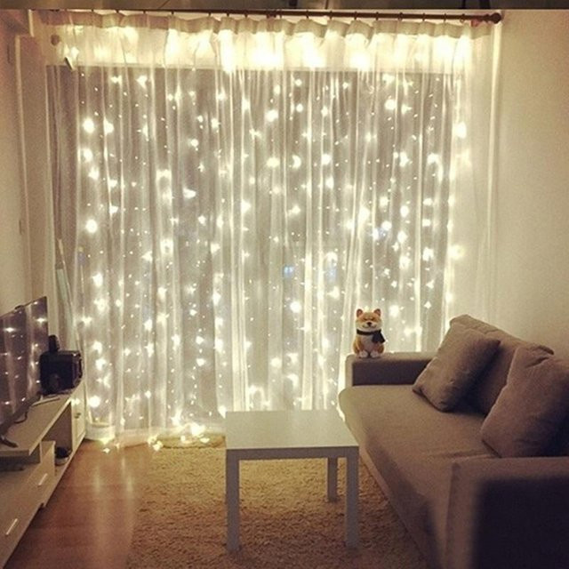 LED Vorhang Lichterkette mit 200 LEDs und Fernbedienung, RGB Multicolour, USB-Betrieb, B x H: 300 x 200 cm - Bild 1