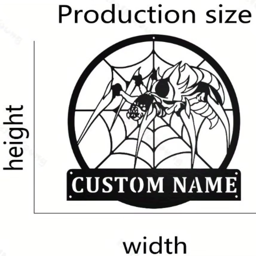 Personalisierbares Metallschild von Hello Young mit Spinnennetz-Motiv und Tier-Silhouette in Schwarz - Bild 5