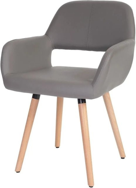 6er-Set MCW Esszimmerstuhl A50 II im Retro 50er Jahre Design aus Kunstleder in Grau - Bild 2