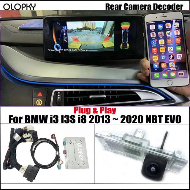 OLOEY Plug & Play Rückfahrkamera für BMW I3 I3S I8 2013 bis 2020 mit Front- und Rückansicht zur Bildschirm-Aufrüstung - Bild 1