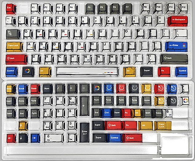 PBT-Tastenkappen im Comic-Stil mit Cherry Profile, 136 Tasten Set in Multicolour für mechanische Gaming-Tastaturen und Cherry MX Switches - Bild 1