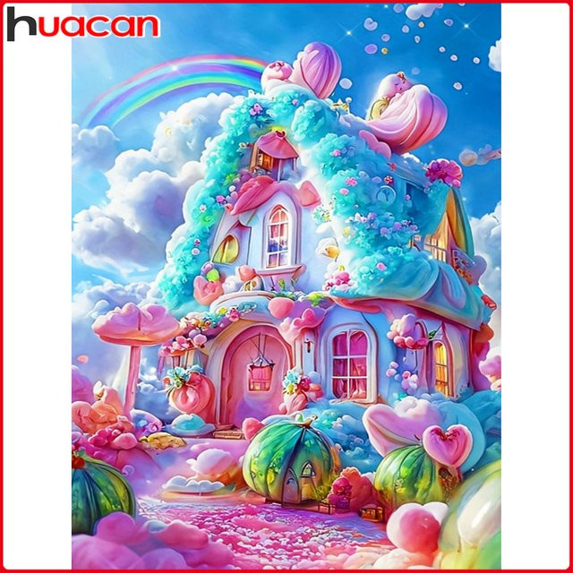 Huacan 5D-Diamantgemälde zum Selbermachen mit Landschaft und Blumen in Multicolor, B/H: 30 x 20 cm - Bild 1