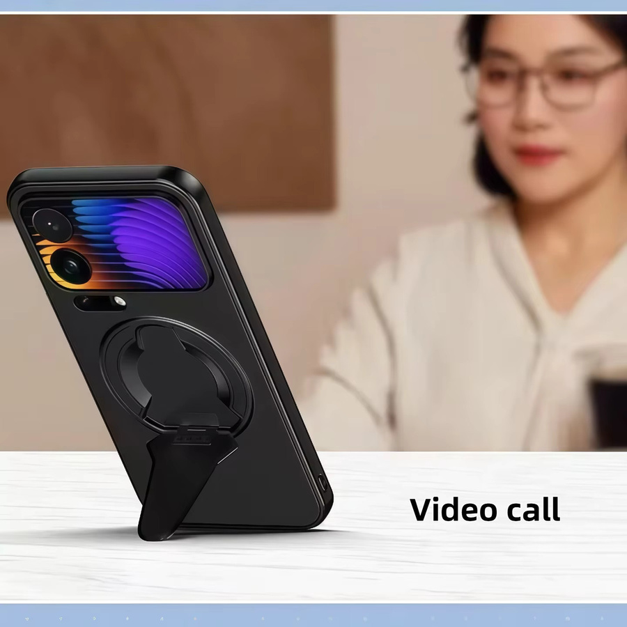 Magnetische Handyhülle für Xiaomi 17 Pro Max und Xiaomi 17 Pro, mattiert, ultradünn mit Anti-Drop-Ständer, Schwarz - Bild 3