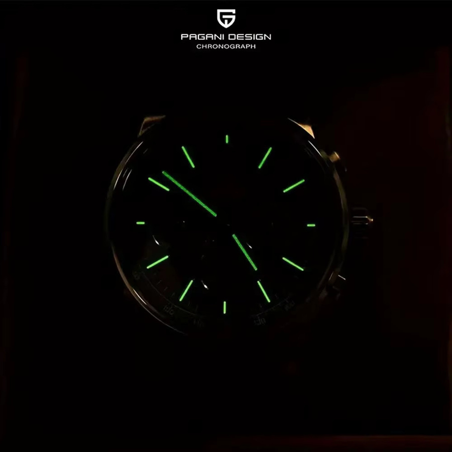 PAGANI DESIGN Armbanduhr Chronograph, Quarz, Edelstahl, Blau, 41 mm, Herren - Bild 5
