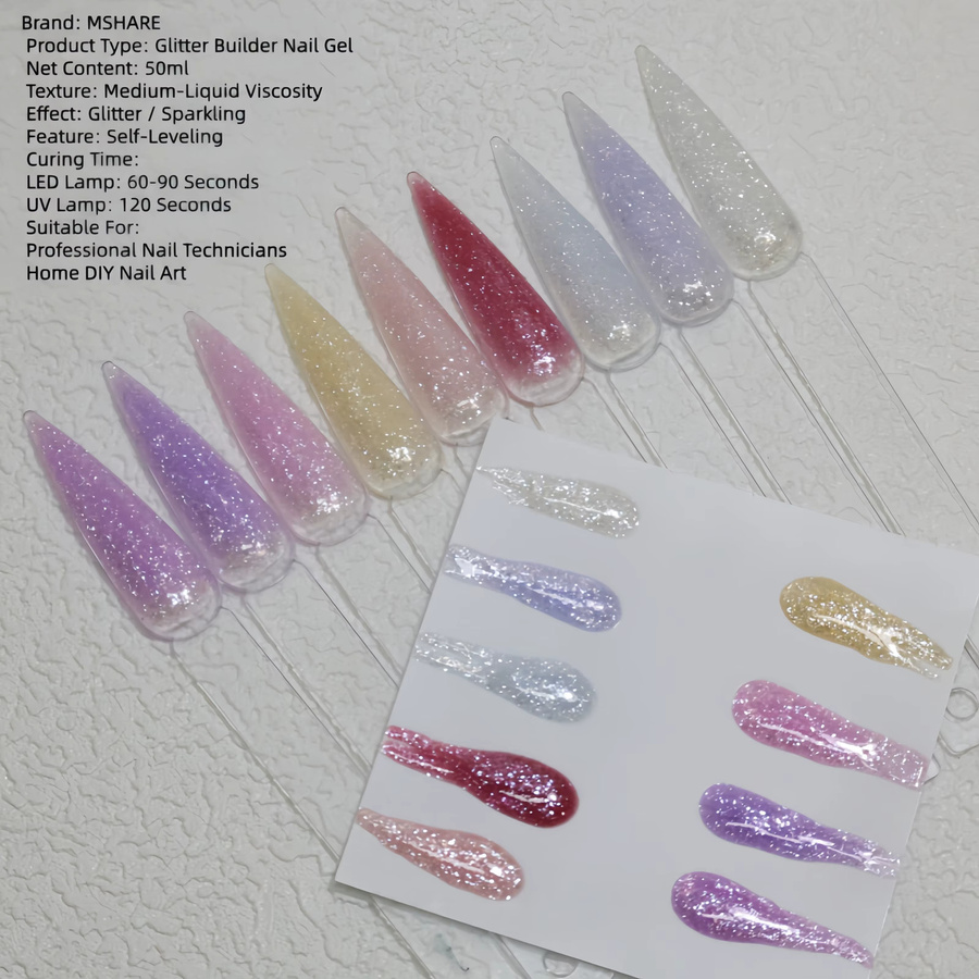 MSHARE Glitter Builder Nagelgel snow 08, 50 ml, schimmernd - Bild 2