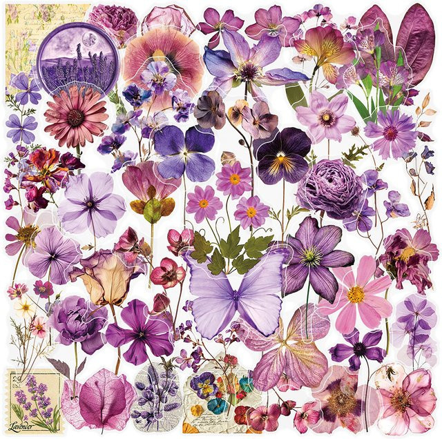 Kpustyle Cartoon Blumen Aufkleber Transparent Multicolour für DIY Laptop Tagebuch und Dekoration - Bild 1