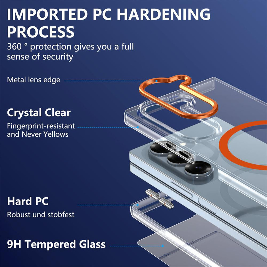 Transparente magnetische PC-Handyhülle für Samsung Galaxy Z Fold (kompatibel mit Z Fold 3, 4, 5, 6, 7 5G) mit MagSafe für kabelloses Laden - Bild 2