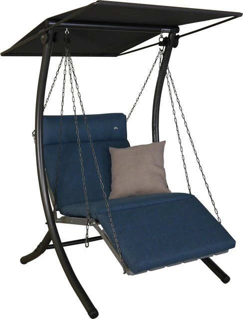 Angerer Hollywoodschaukel 1-Sitzer Luxus Smart in Blau Denim mit Sonnendach und Kissen - Bild 1