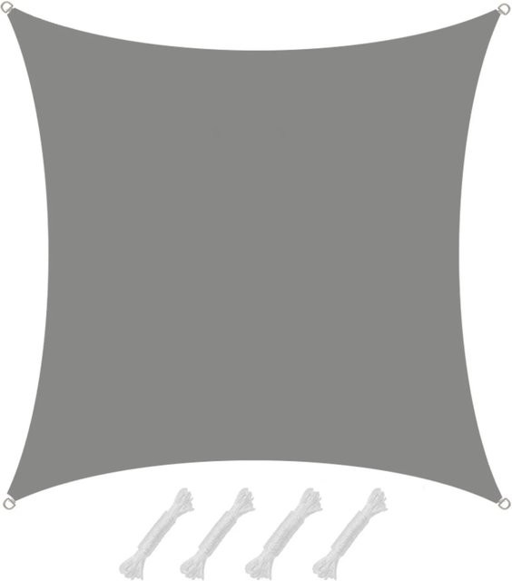 AMANKA Sonnensegel aus Polyester, quadratisch, grau, wasserdicht mit UPF 50+, B/B/B: 400 x 400 x 400 cm - Bild 1