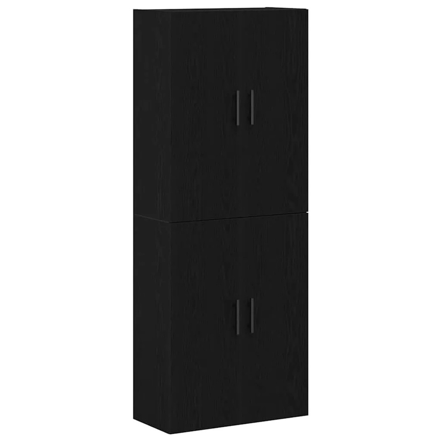vidaXL Wandschrank 2er-Set in Schwarz und Eichen-Optik mit Scharniertüren und Regalböden, H x B x T: 90 x 69,5 x 34 cm - Bild 2