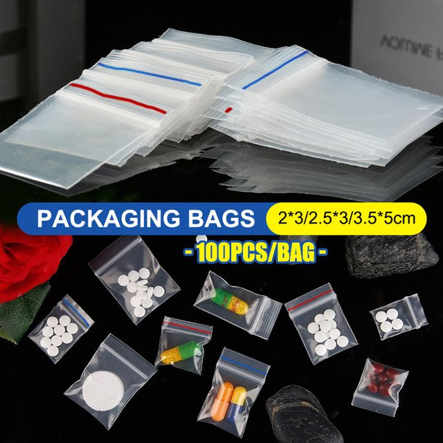 100 Stück Gmarty Plastik-Druckverschlussbeutel transparent zur Verpackung von Pillen und Schmuck - Bild 1