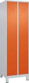 C+P Spind Classic PLUS Garderobenschrank mit 2 Abteilen, Lichtgrau, H x B x T: 195 x 60 x 50 cm, mit Zylinderschloss, 4 Garderobenhaken und mittiger Trennwand - Bild 1