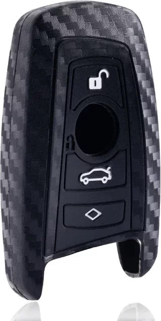 JLDZQ Schlüsselhülle aus Carbon Faser und Silikon in Schwarz für BMW 1 2 3 4 5 6 7 M Serie X3 X4 F20 F22 F30 F31 F36 F10 F11 F07 F12 F01 - Bild 1