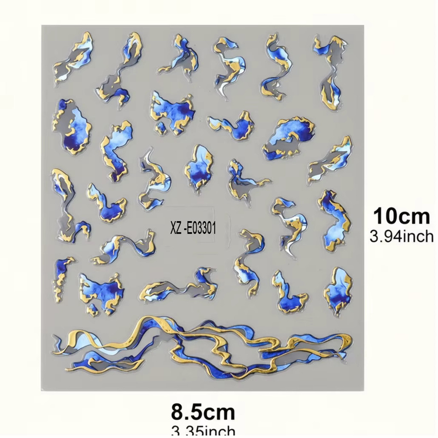 Nagelaufkleber 3D Marmor-Wellen, Blau-Lila Farbverlauf, Glänzend - Bild 2