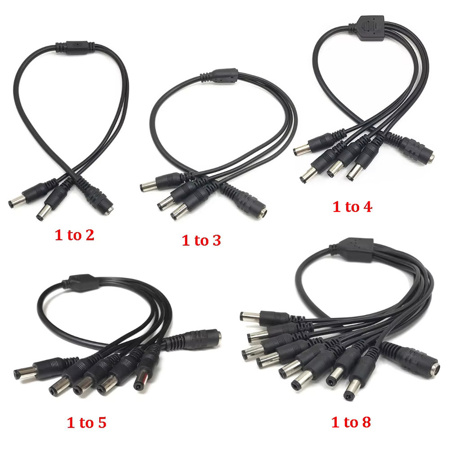 DC Power Splitter Kabel 5,5 x 2,1 mm in Schwarz für LED Streifen und CCTV Kameras mit 1 bis 8 Ausgängen - Bild 2