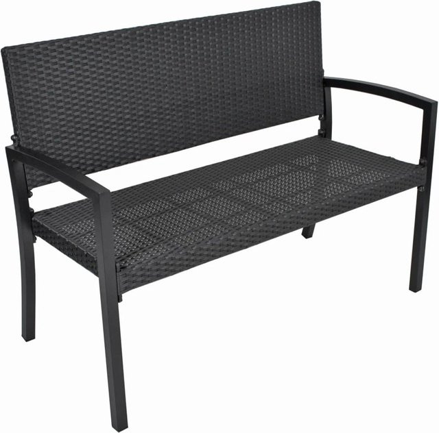 DELUKE Parkbank VALENT Gartenbank aus Aluminium und Kunststoff in Schwarz, Breite: 116 cm, wetterfest und UV-beständig für Garten, Terrasse und Outdoor - Bild 1