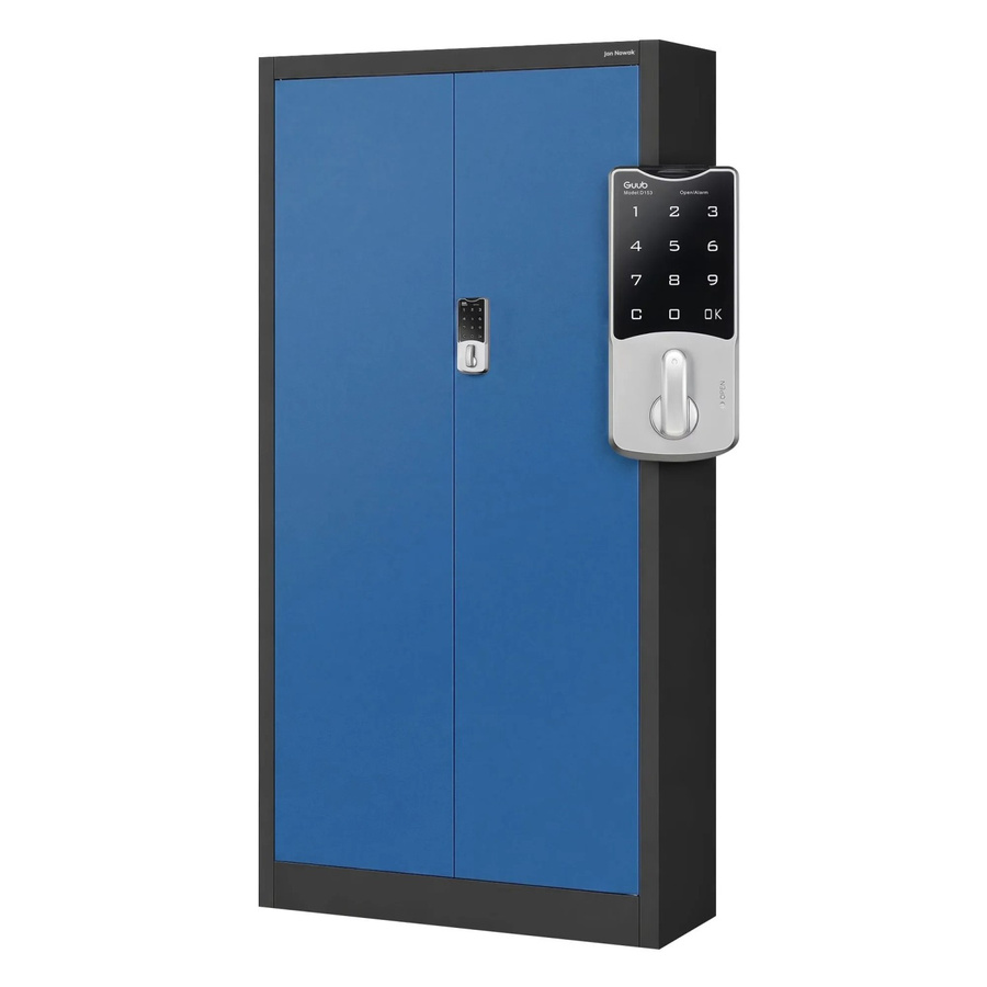 JAN NOWAK Büro-Aktenschrank DANIEL aus Metall mit elektronischem Zahlenschloss und verstellbaren Regalböden, Anthrazitblau/Grau, H x B x T: 185 x 90 x 40 cm - Bild 2
