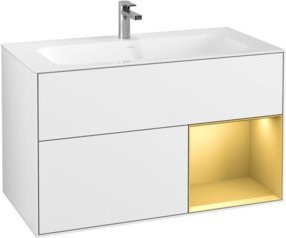 V&B Waschtischunterschrank Finion Wandbeleuchtung in Weiß lackiert B: 99,6 cm, H: 49,8 cm - Bild 1