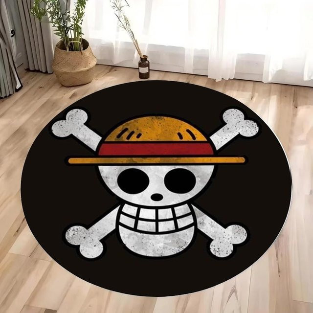 Miniso One Piece Anime Runder Teppich in Schwarz, Durchmesser: 80 cm - Bild 1