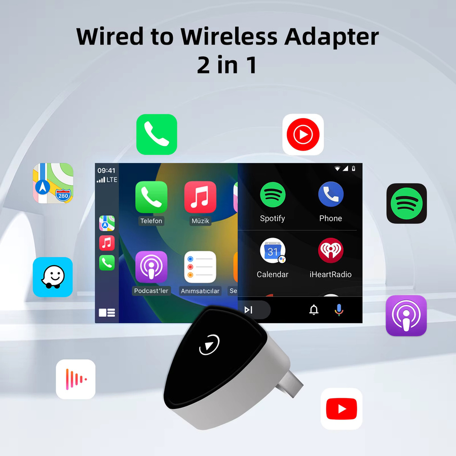 Ezonetronics Kabelloser 2-in-1 CarPlay und Android Auto Adapter in Schwarz für werkseitig verkabelte Autos - Bild 2