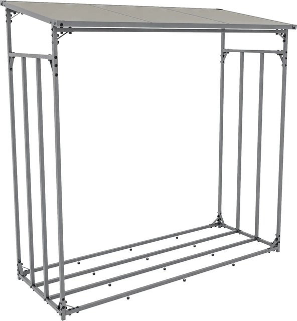 DELUKE Kaminholzregal für den Außenbereich mit Abdeckung aus Aluminium und Stahl in Schwarz, B/T/H: 70 x 165 x 165 cm - Bild 1