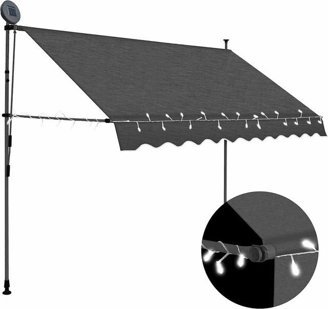 Vidaxl Handaufrollbare Markise mit LED in Anthrazit, Breite: 300 cm - Bild 1