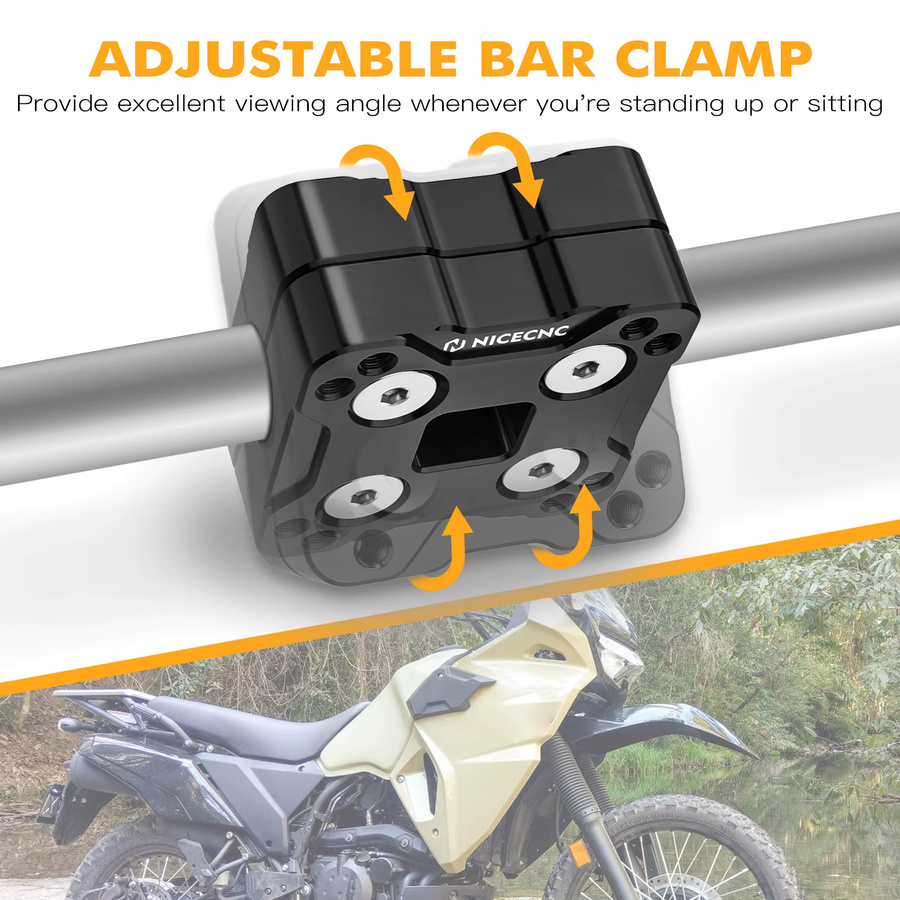 Universelle GPS-Telefonhalterung mit AMPS-Halterung und verstellbarer Lenkerklemme für Kawasaki KLR650 2022–2023, kompatibel mit Garmin Zumo XT und QuadLock, Schwarz - Bild 2